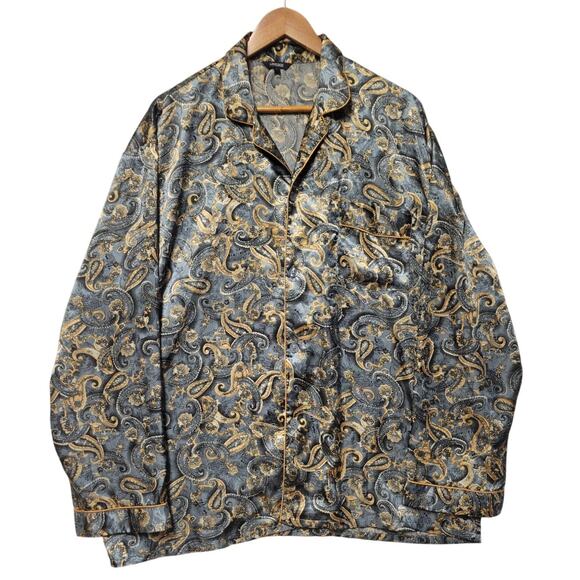 Paisley Long Sleeve Satin Pajama Top Women's L Loungewear Sleepwear Elegant - Picture 1 of 7